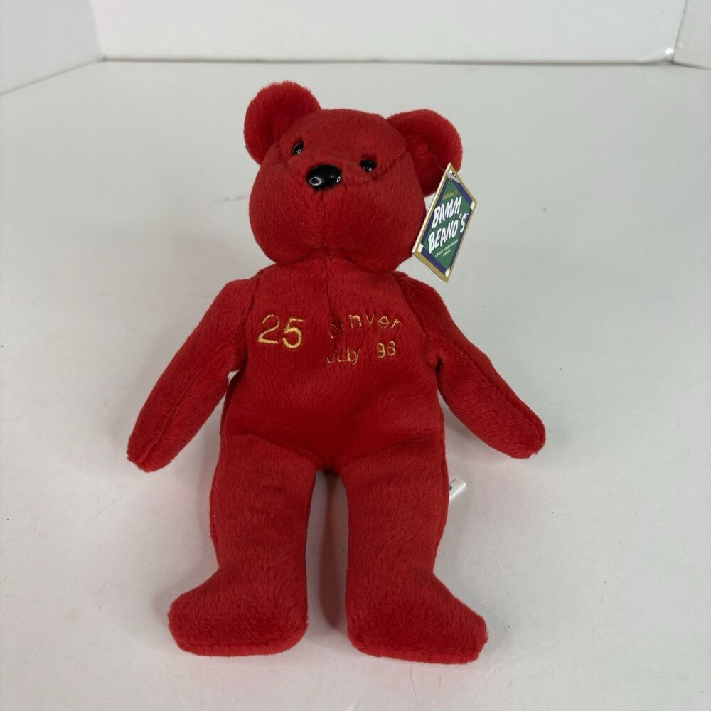 Mark McGwire 1998 Salvino's Bamm Beano's #25 Red Plush Beanie Bear 8in Vintage